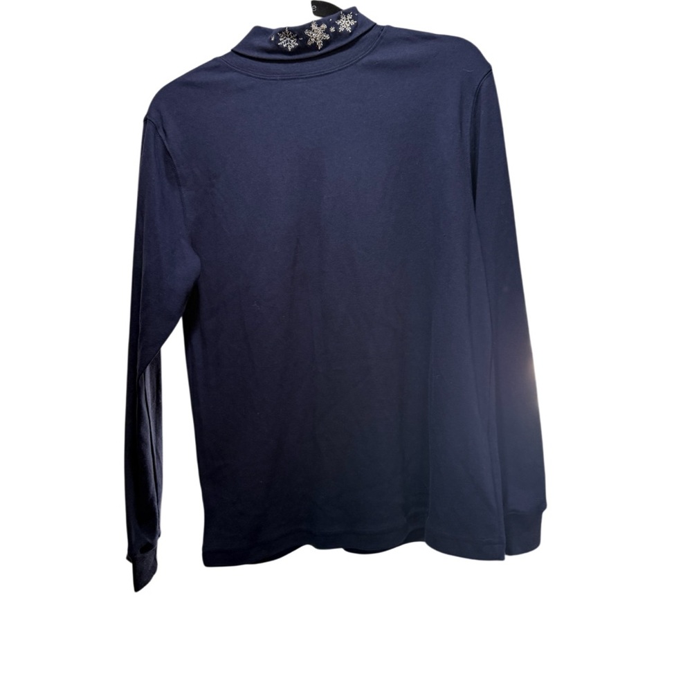 Navy Long Sleeve Top with Embellished Collar large Winter Top